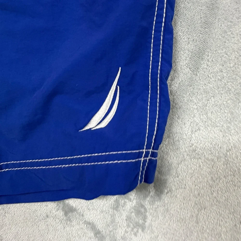 Nautica Men Size Small W30 Blue Swim Trunks Board Short Elastic Waist Mesh Lined